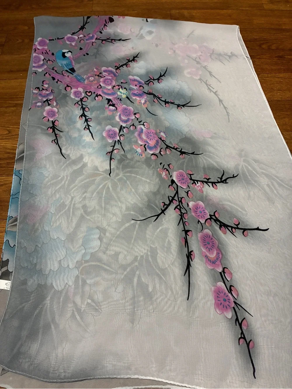 Women’s Blue & Pink Bird-Print Scarf